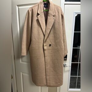 Double breasted wool blend coat